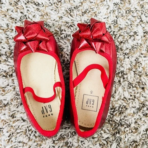 ❌🛑SOLD on ♍️🛑❌Red Bow Ballet Flats for Girls - Picture 1 of 6